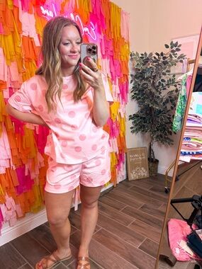 Pink Polka Dot Short Set